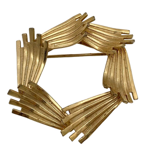 Vintage wreath frond gold tone pin brooch